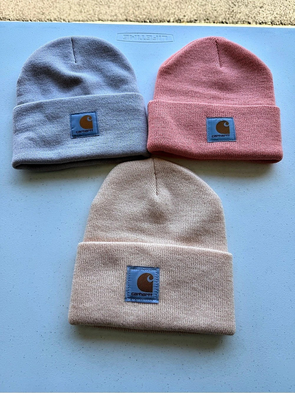 Carhartt Acrylic Watch Hat A18 Knit Beanie Bundle: Purple, Peach, and Coral NWOT